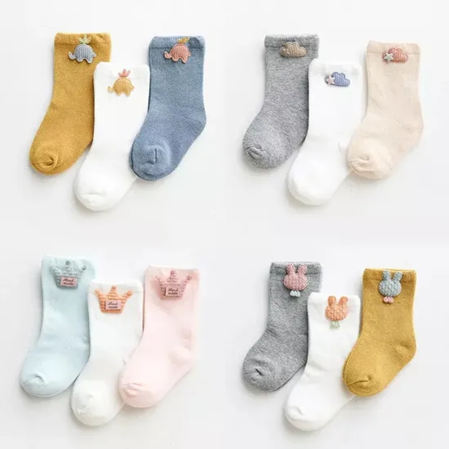 Cotton Solid Color Newborn Baby Socks Mesh Cotton Crew Toddler Fancy Gift Socks for Kids