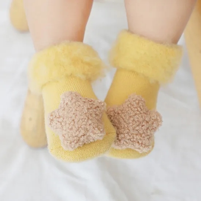 Thickened Anti Slip Baby Socks Stereo Doll Baby Socks Brushing Hair Rims of Newborn Floor Socks Shoes Happy Socks PED Love Cute Kids Sock