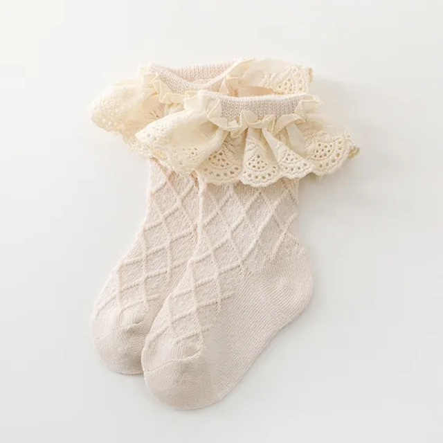 Baby Socks Spring Cotton Lolita Lace Girls′ Princess Socks Children′s MID Tube Baby Socks
