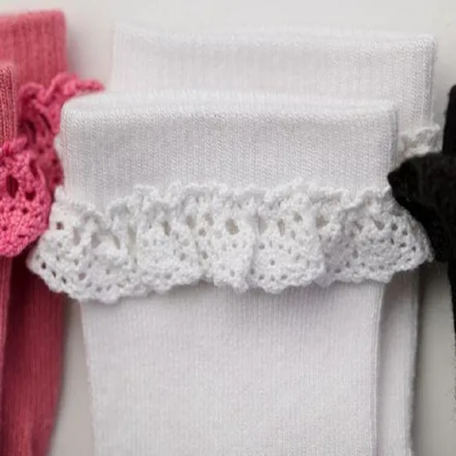 % Viscose From Bamboo +% Spandex Baby Sock with Lace