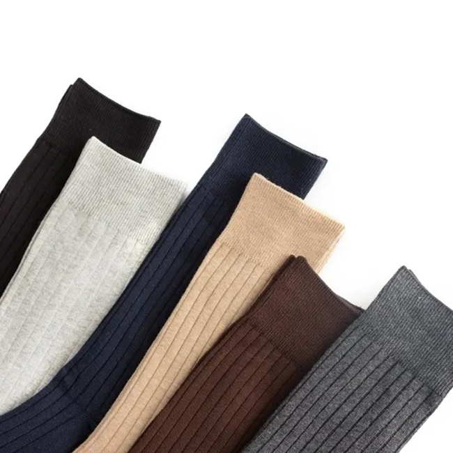 Autumn Winter Men Solid Color Classic Business Socks Plus Size Cotton Stockings