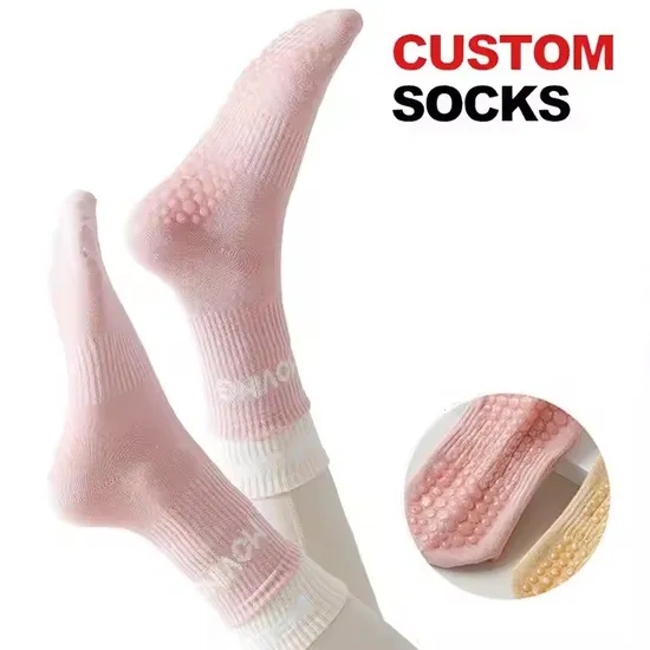 Gym Women Cotton Crew Non Slip Yoga Grip Anti-Slip Pilates Socks