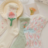 Women Flower Preppy Style Trendy Popular Dress Cute Mesh Crew Socks