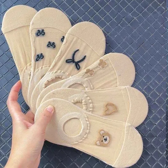 Summer Women′ S Colorful Casual Cotton Trainer Liner Socks Invisible Socks Summer Shallow-Necked Short Socks with Adhesive at The Heel