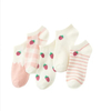 Cute Fruit Strawberry Striped Plaid Girl′s Crew Socks
