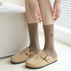 Embroidered Lettering Socks Combed Cotton Women′s Crew Pile Socks Custom Logo