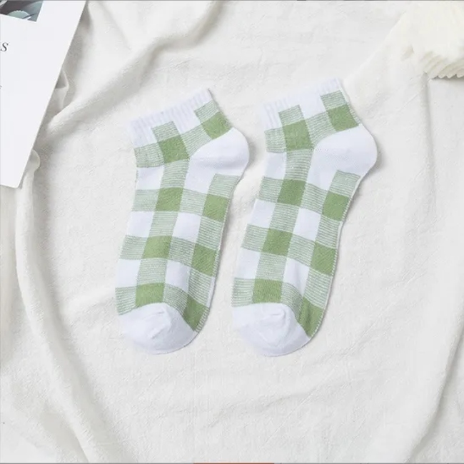 Fresh Green Lemon Athletic Low-Cut Crew Socks for Women