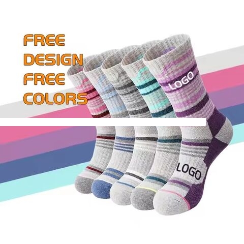 Winter Thick Merino Wool Thermal Durable Warm Cushion Hiking Socks Women Crew Socks for Running Outdoor Walking Trekking