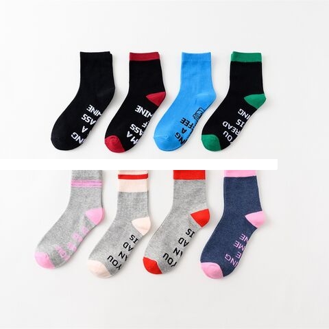 Factory Price Fashion Letter Socks Custom Colour Crew Camping Sports Socks For Men And Women