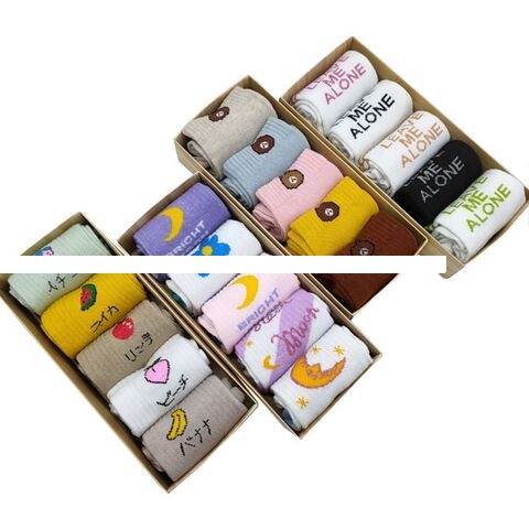 INS Cute Style Custom Logo Sport Socks Animal And Fruit Patterns Design Women Socks Support Free Sample