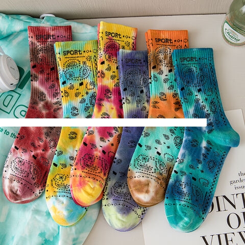 Factory Price Top Quanlity Tie Dye Pure Cotton Colourful Crew Women s Socks Sports Socks For Women