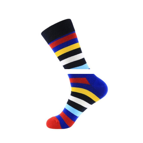 Durable Men s Fun Dress Socks Colorful Stripe Socks for Men Cotton Fashion Patterned Socks