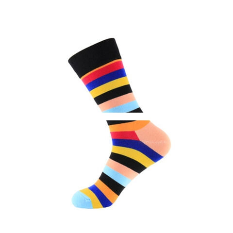Factory price Durable Men s Fun Dress Socks Colorful Stripe Socks for Men Cotton Fashion Patterned Socks