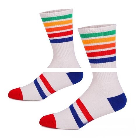 Colourful Heavy Cotton Running Sports Custom Jacquard Printing Logo Unisex Cycling Sports Socks