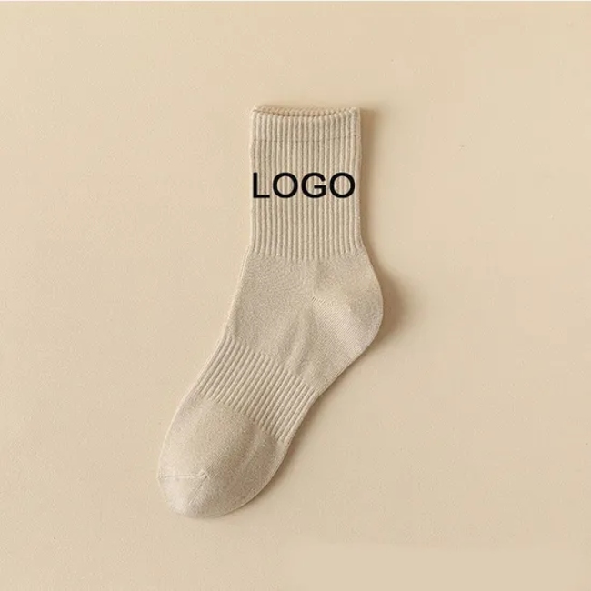 2024 High Quality Men and Women Business Full Season Cotton Socks Thick Elastic Cuff Casual Solid Color Soft Crew Socks