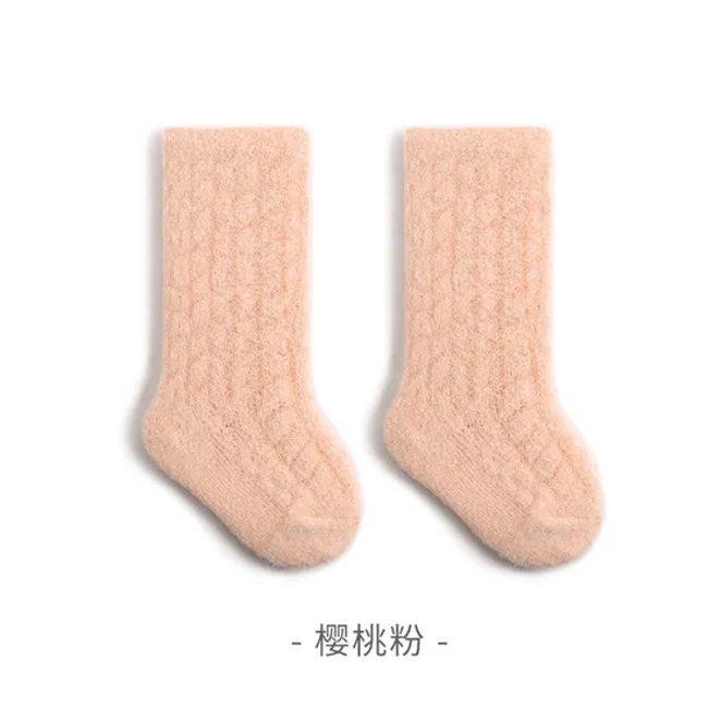 Newborn Baby Socks Autumn and Winter Thickened and Padded Warm Baby Socks Mink Velvet Men′s and Women′s Children′s Medium and High Socks
