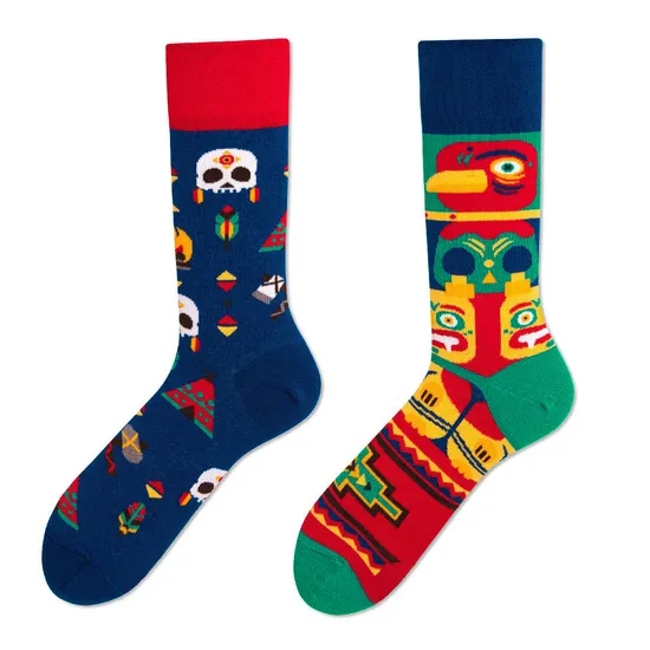 Creative Lovers Model Ab Asymmetric Tide Socks Fashion Personalized Trend Cartoon Jacquard Long Cotton Socks