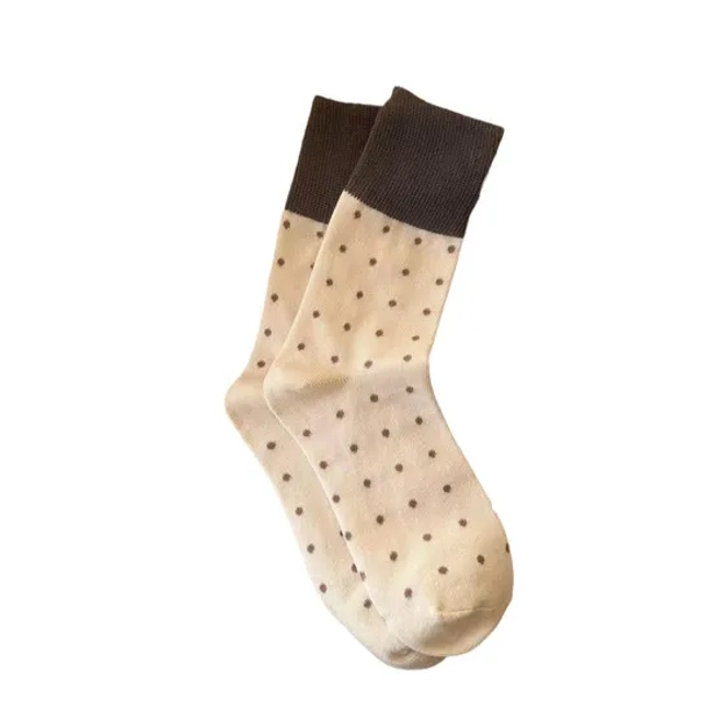Women′s Socks Autumn and Winter Vintage Polka DOT MID-Calf Socks Patchwork DOT Pile Daily Hundred Women′s Socks Wholesale Socks