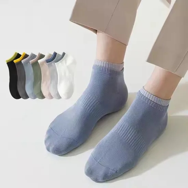 Double Rib Casual Breathable Combed Cotton Business Dress Seamless Ankle Socks