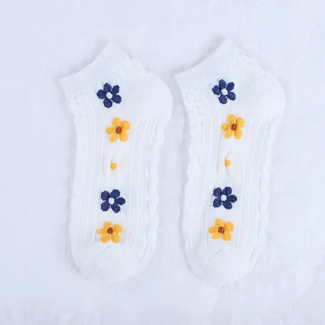 Short Socks Children Small Flower Women Boat Socks Ins Trend Retro Japanese Literature College Style Short Socks
