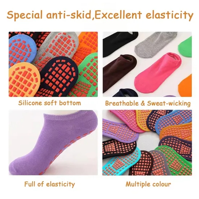 Customise Wholesale Adult Women Non-Slip Jump Training Custom Grip Kids Anti Slip Park Trampoline Sock for Trampoline