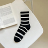 Socks Women′s MID-Calf Socks Black White Ins Striped Women′s Socks Alphabet Sports Street Tide Socks