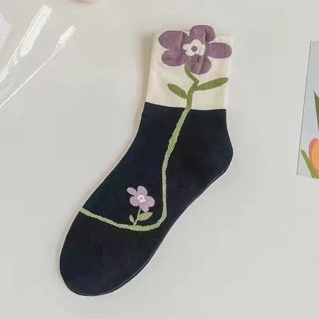 MID-Calf Socks Women Three-Dimensional Flower Ins Tide Hundred Japanese Sweet Outer Socks Sweet Cute Socks Wholesale