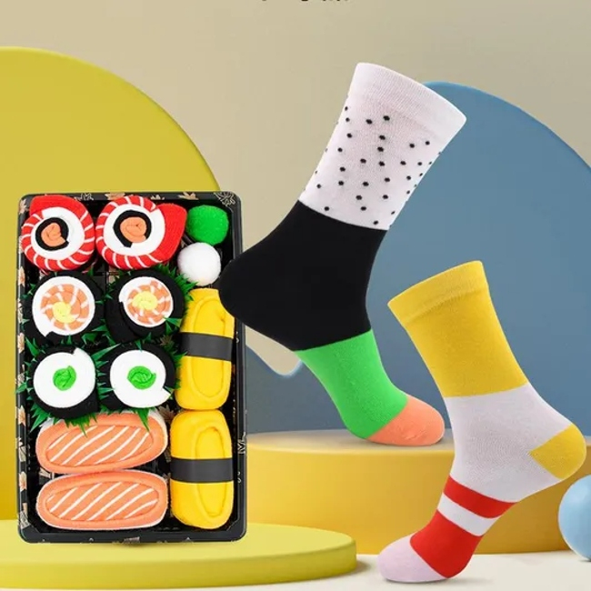 Sushi Socks MID Cylinder Tide Socks Combed Cotton Christmas Socks Christmas Gift Boxed High Top Trend Couple Casual Socks