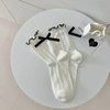 Summer Thin Mesh Breathable MID-Calf Socks Japanese Girls Ballet Style Heel Bow Stacked Socks