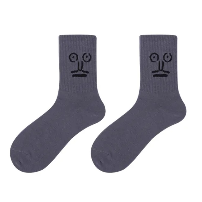 Cotton Funny Novelty Anime Cartoon Face Emoticon Socks for Women Lady