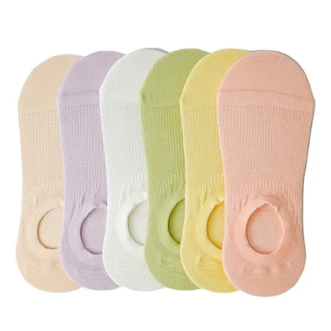 Boat Socks Non-Drop Heel Summer Socks Girls Macaroon Breathable Mesh Invisible Combed Cotton Trendy Short Socks