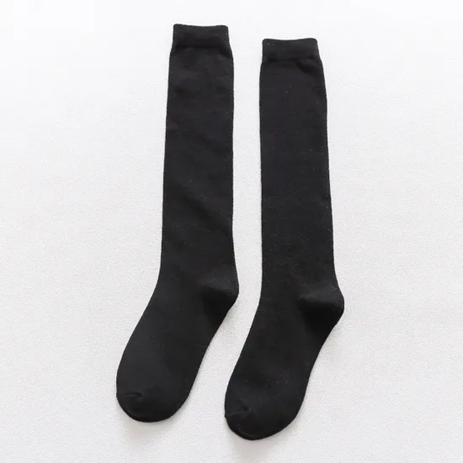 Premium Black Long Cotton Calf Socks for Breathability