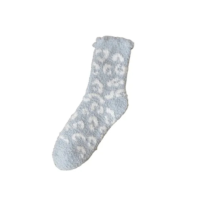 Winter Warm Thermal Fuzzy Fluffy Sherpa Cozy Indoor Home Floor Slipper Fashion Leopard Pattern Women Socks