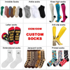 AI-MICH OEM Manufacture Low Cotton Packaging Jacquard Embroidery Print Knitted Crew Ankle Sport Socks