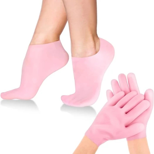 Silicone Moisturizing Socks & Gloves for Intensive Hydration, Roughness Relief & Callus Treatment, Hydrating Skin Care Socks for Dry