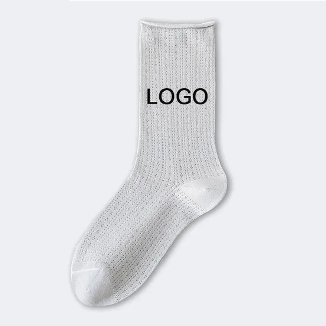2024 High Quality Low MOQ Custom Cotton Socks Jacquard Embroidery Print Knitted Crew Cotton Sport Unisex Socks