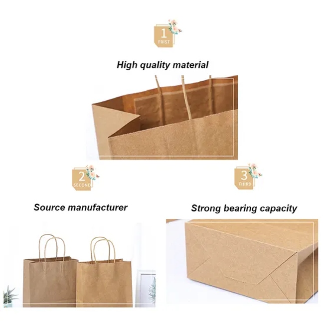 Custom Christmas Bolsa De Papel Kraft Gift Bags for Small Business