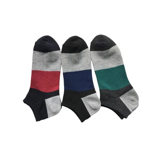 Summer Anti Bacterial Mens Colorful Blend Short Basic Casual Breathable Cool Cotton Stripe Block Trainer Liner Socks