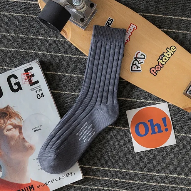 OEM Calsetines Japanese Solid Color Street Sports Slouch Socks for Men Women