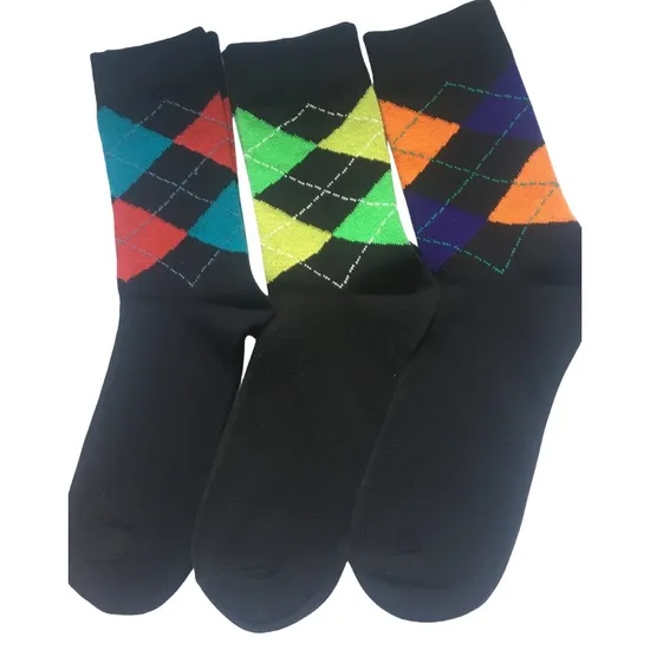 Antibacterial Soft Breathable High Elastic Cotton Colorful Argyle Men Ankle Crew Socks
