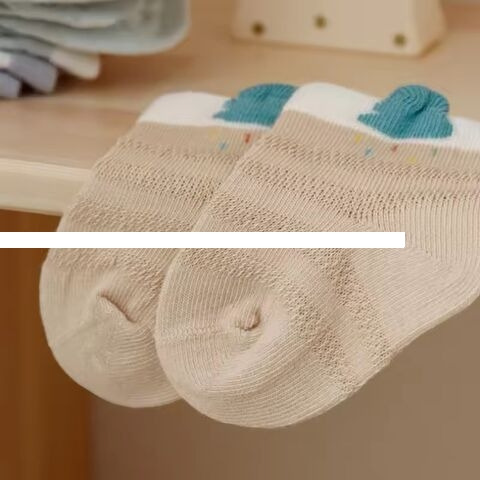 OEM Low MOQ Newborn baby socks mesh breathable cotton cute cozy short comfy pure color
