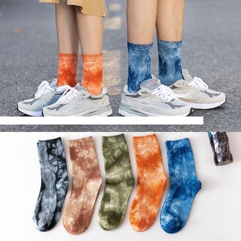 Top end Quality Hot Selling Summer Breathable Casual Tie Dye Crew Socks Unisex Size Anti odor Comfortable Sports Socks for Man