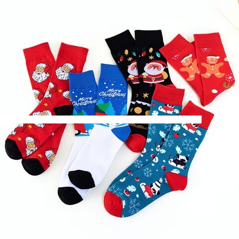 Wholesale top quality fashion women Christmas crew socks unisex jacquard logo combed cotton comfort box packing gift socks