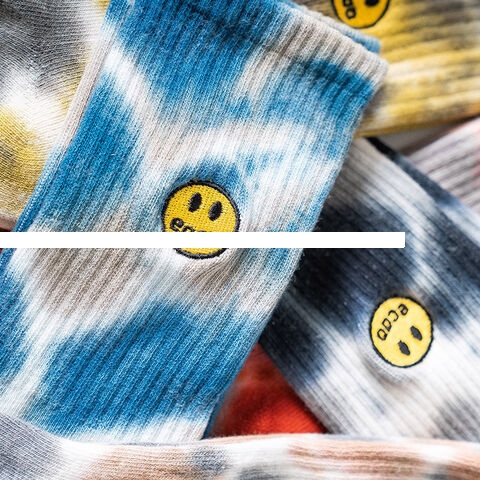 Top end Quality Hosiery Summer Casual Breathable Deodorant Cotton Tie Dye Socks Man Sports Running Embroidery logo Crew Socks
