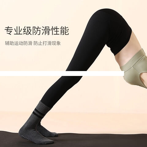 Factory Winter Thicker Terry Cotton Anti Slip Sustainable Two Strips Middle Tube Black Athletic Sports Socks