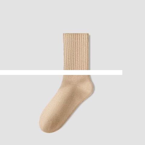 Wholesale Men Sweat absorbent Solid Socks Custom Logo Breathable Simple Crew Socks Thick Warm Knitted Terry Padded Socks