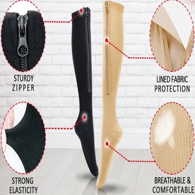Medias De 15-20 Mmhg Enfemera Prevent Varicose Veins Anti Fatigue Pain Sports Nursing Women Men Compression Socks with Zipper