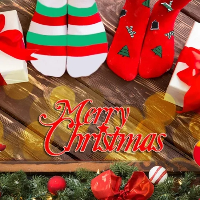 Wholesale High Quality Custom Women′s Fitness Christmas Socks Running Sport Cartoon Workout Wear Compression Socks