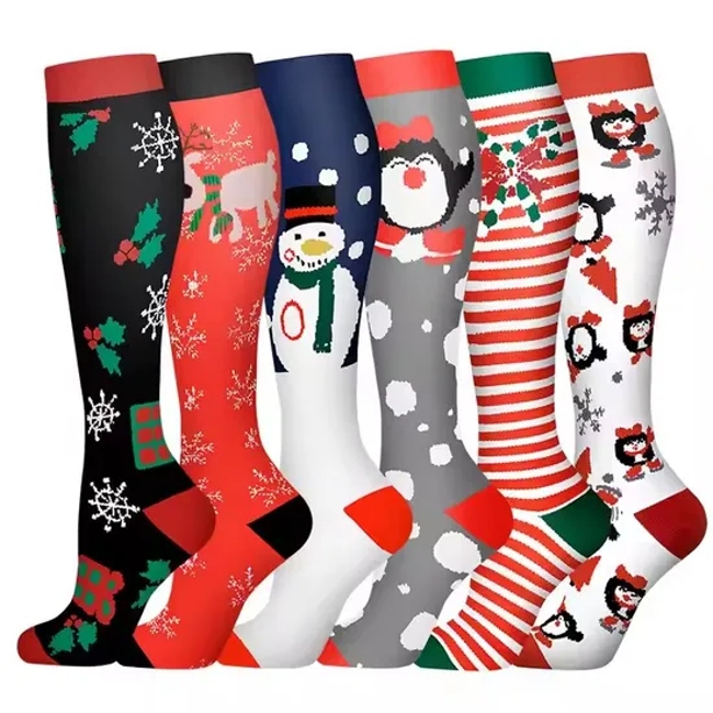 Christmas Compression Socks Breathable Comfortable Long Socks Funny Cartoon Pressure Sports Socks