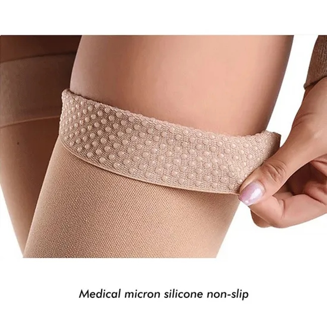 Breathable Open Toe Thigh High Varicose Veins 23-32 Mmhg Viscous Vein Medical Compression Socks
